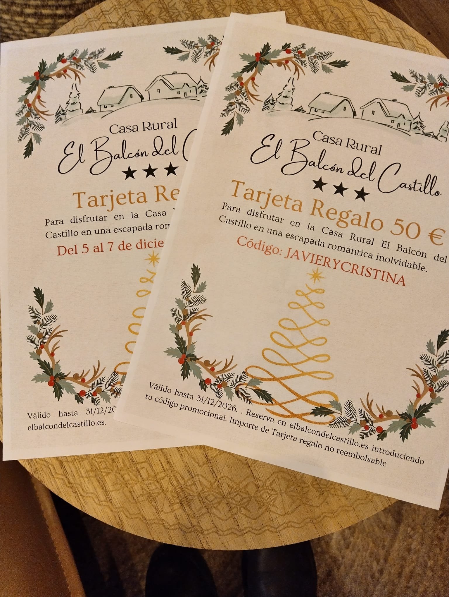 Fotos de las Tarjetas Regalo de navidad de la Casa Rural El Balcón del Castillo