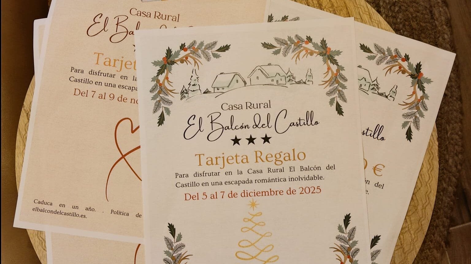 Fotos de las diferentes Tarjetas Regalo existentes en la Casa Rural El Balcón del Castillo